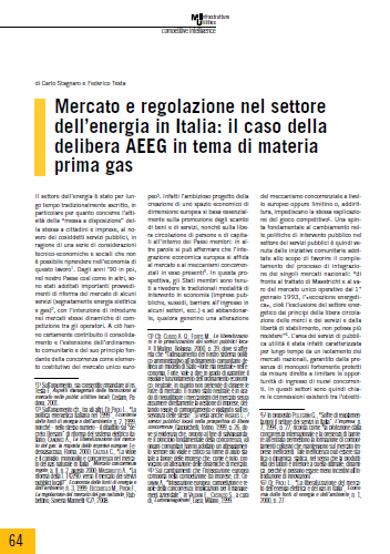 Mercato E Regolazione Nel Settore Dell’energia In Italia: Il Caso Della ...