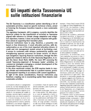 Gli impatti della Tassonomia UE sulle istituzioni finanziarie