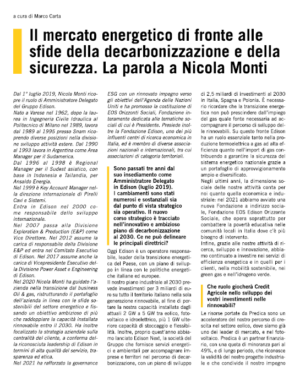 Il mercato energetico di fronte alle sfide della decarbonizzazione e della sicurezza. La parola a Nicola Monti