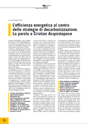 L’efficienza energetica al centro delle strategie di decarbonizzazione. La parola a Cristian Acquistapace