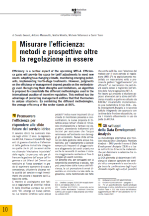 Misurare l’efficienza: metodi e prospettive oltre la regolazione in essere