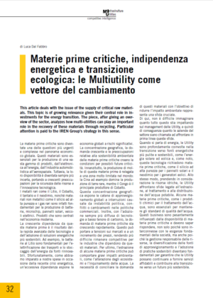 Materie prime critiche, indipendenza energetica e transizione ecologica: le Multiutility come vettore del cambiamento