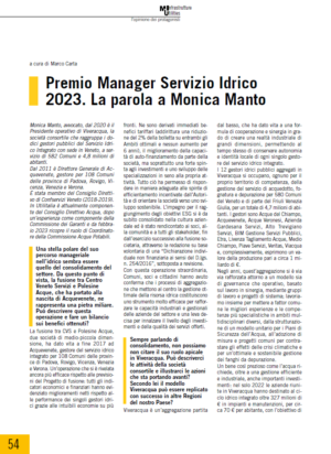 Premio Manager Servizio Idrico 2023. La parola a Monica Manto