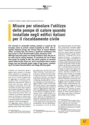 Misure per stimolare l’utilizzo delle pompe di calore quando installate negli edifici italiani per il riscaldamento civile