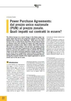 Power Purchase Agreements: dal prezzo unico nazionale (PUN) al prezzo zonale. Quali impatti sui contratti in essere?