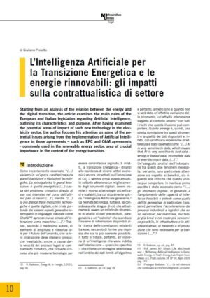 L’Intelligenza Artificiale per la Transizione Energetica e le energie rinnovabili: gli impatti sulla contrattualistica di settore