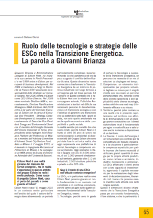 Ruolo delle tecnologie e strategie delle ESCo nella Transizione Energetica. La parola a Giovanni Brianza