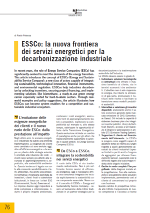 ESSCo: la nuova frontiera dei servizi energetici per la decarbonizzazione industriale