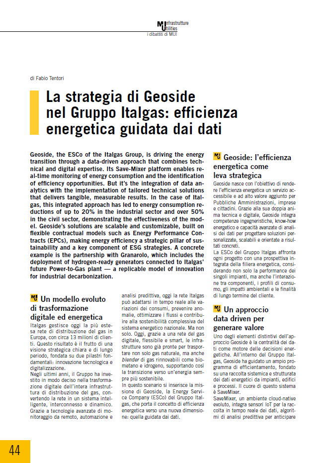 La strategia di Geoside nel Gruppo Italgas: efficienza energetica guidata dai dati