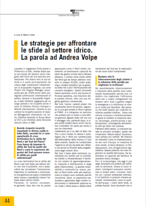 Le strategie per affrontare le sfide al settore idrico. La parola ad Andrea Volpe