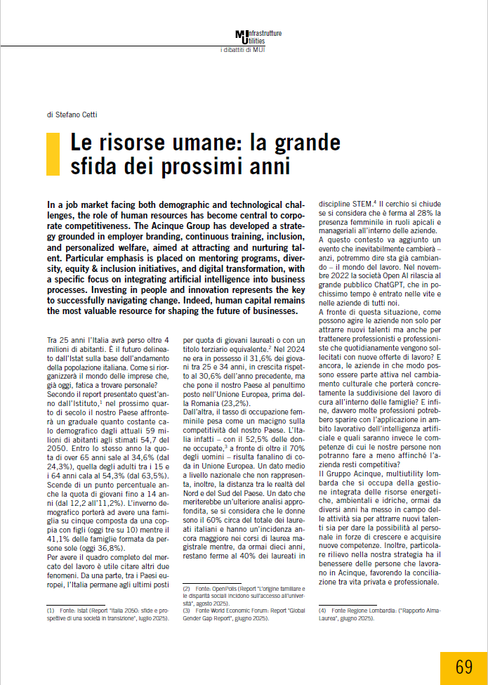 Le risorse umane: la grande sfida dei prossimi anni