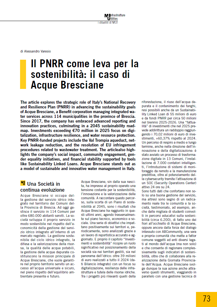 Il PNRR come leva per la sostenibilità: il caso di Acque Bresciane
