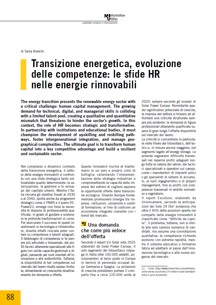 Transizione energetica, evoluzione delle competenze: le sfide HR nelle energie rinnovabili