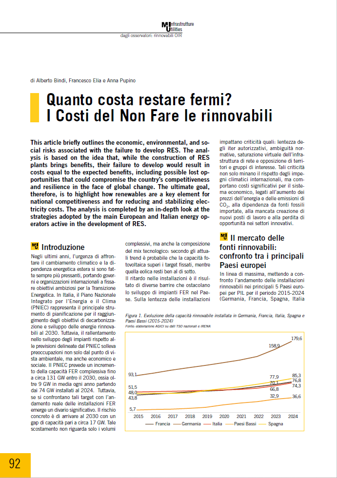 Quanto costa restare fermi? I Costi del Non Fare le rinnovabili