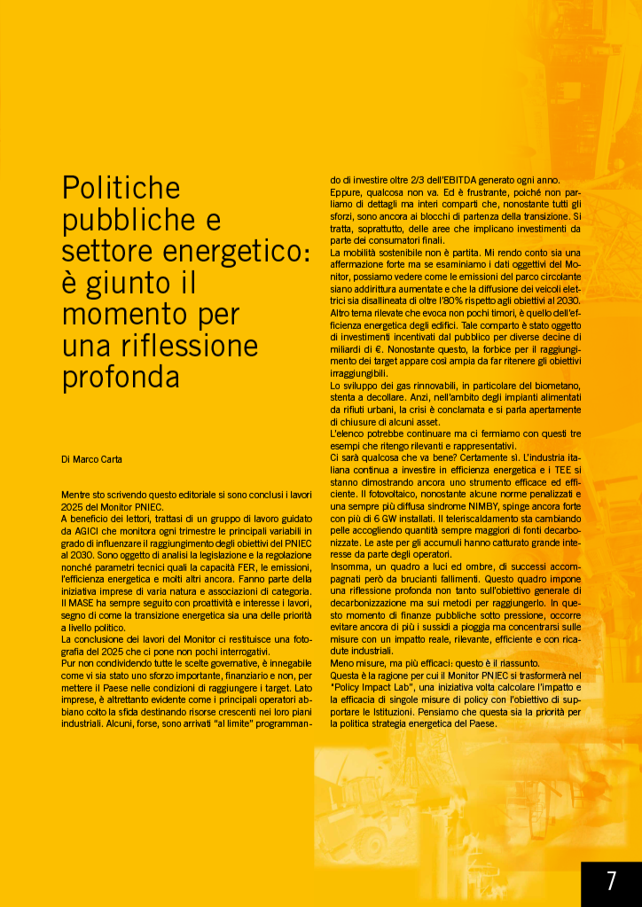Politiche pubbliche e settore energetico: è giunto il momento per una riflessione profonda