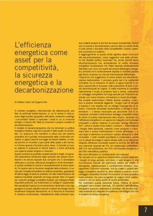 L’efficienza energetica come asset per la competitività, la sicurezza energetica e la decarbonizzazione