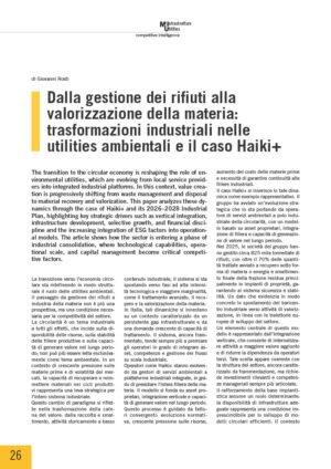 Dalla gestione dei rifiuti alla valorizzazione della materia: trasformazioni industriali nelle utilities ambientali e il caso Haiki+