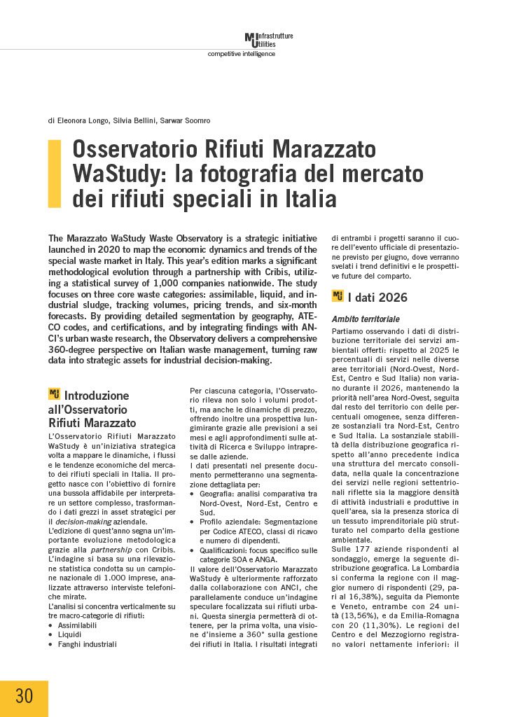 Osservatorio Rifiuti Marazzato WaStudy: la fotografia del mercato dei rifiuti speciali in Italia