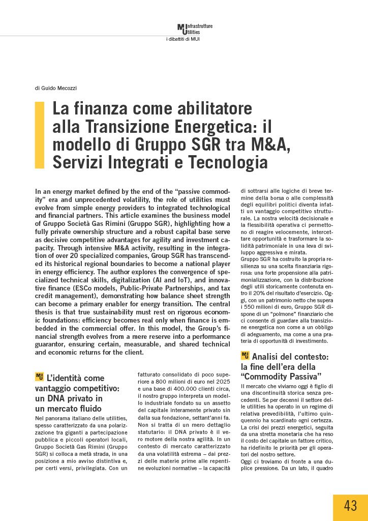 La finanza come abilitatore alla Transizione Energetica: il modello di Gruppo SGR tra M&A, Servizi Integrati e Tecnologia
