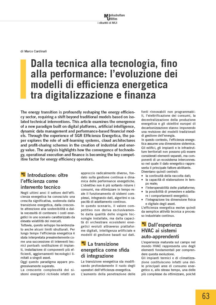Dalla tecnica alla tecnologia, fino alla performance: l’evoluzione dei modelli di efficienza energetica tra digitalizzazione e finanza