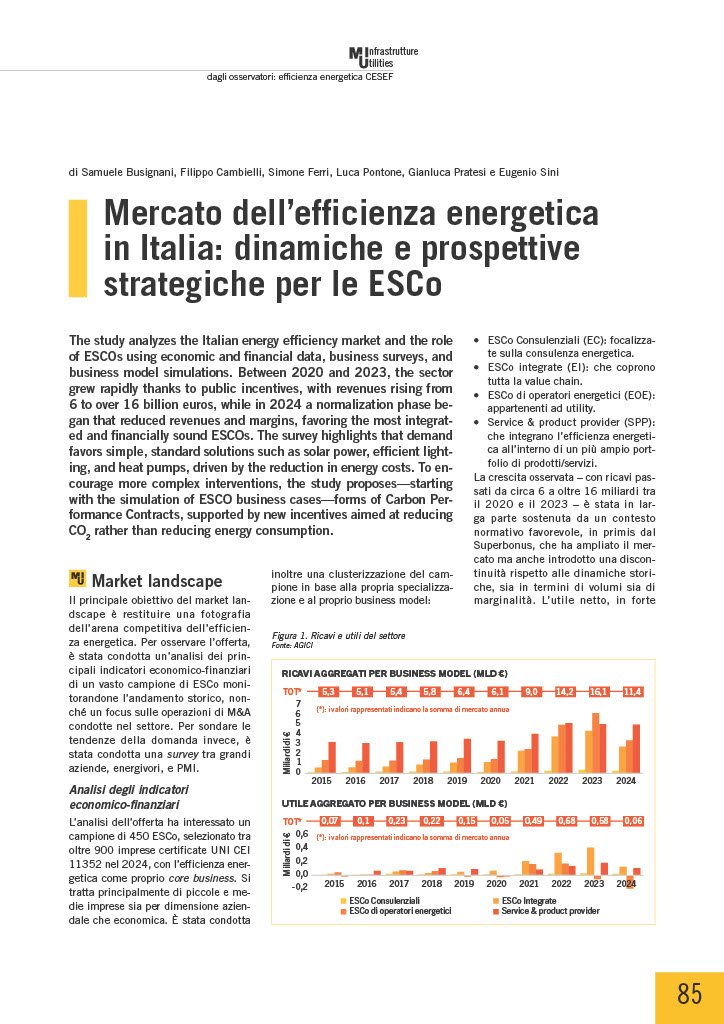 Mercato dell’efficienza energetica in Italia: dinamiche e prospettive strategiche per le ESCo